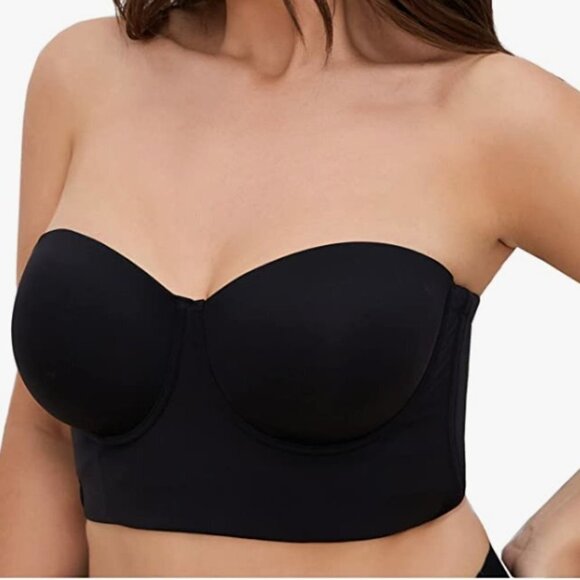 Longline Strapless Bra Full Coverage Seamless Bustier Bra, 32C - Picture 3 of 9